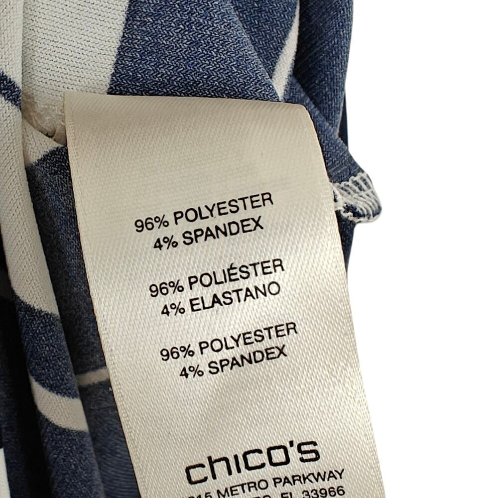 Chico's Coastal Striped Long Tunic Top Size Large / 2 Navy Blue White Stretch - Picture 6 of 7